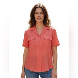 City Silk 💯% silk short sleeve button up shirt